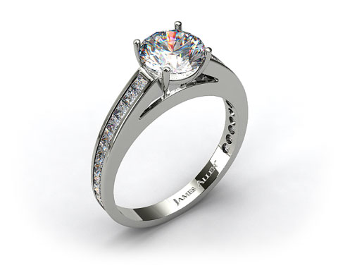 18k White Gold Channel Set Princess Shaped Diamond Engagement Ring